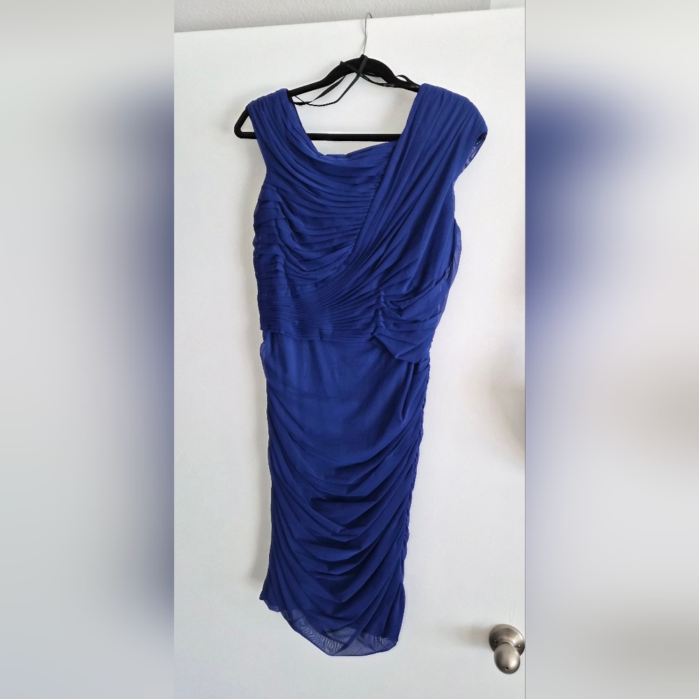 Tadashi Shoji One Shoulder Blue Dress